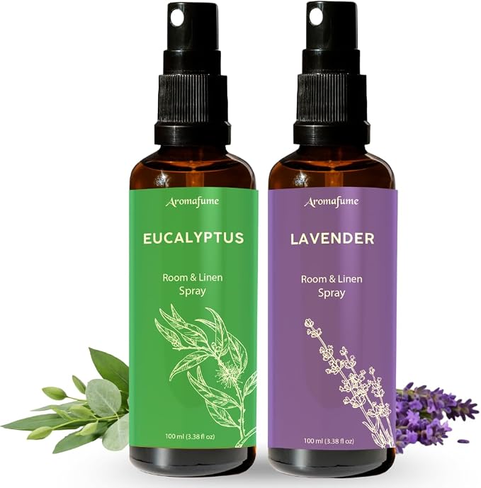 Eucalyptus & Lavender Linen Spray Set 100ml | Aromatherapy Natural Mist & Pillow Spray | Relaxation, Sleep & Wellness | Infused with 100% Pure Essential Oils