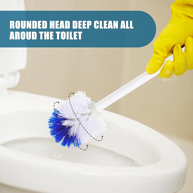 Willinglong 15 Pcs 18.5 Inch Toilet Bowl Cleaner Brush Bathroom Long Plastic Handled Cleaning Scrubber with Hook Hole Without Holder for Household Cleaning (Blue,White)