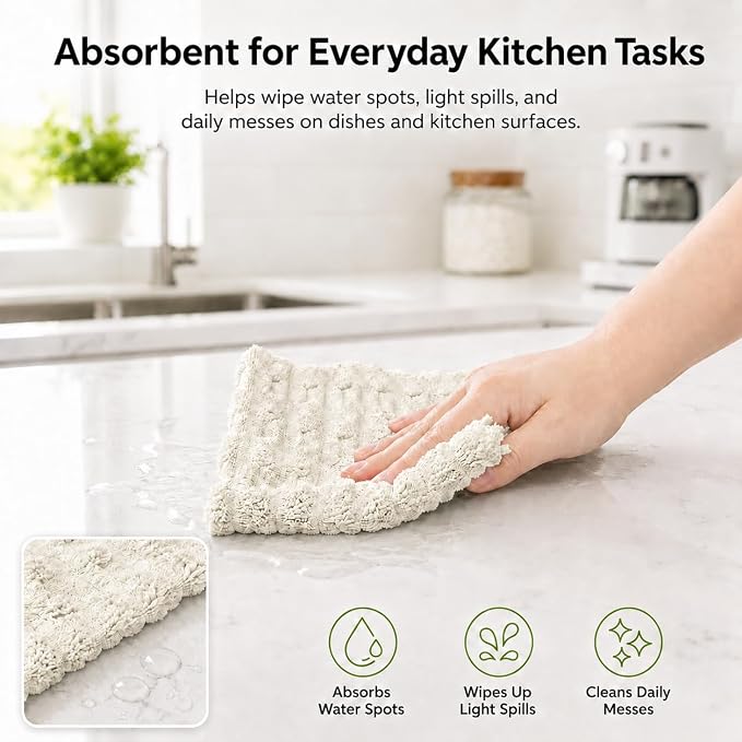 kimteny Microfiber Dish Cloths for Kitchen, 18 Pack 12 x 12 Inch Coral Velvet Kitchen Cleaning Cloths, Absorbent Reusable Non-Scratch Dish Rags for Dishes, Countertops & Sink