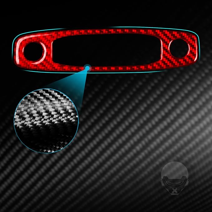 Red Real Carbon Fiber Trim for Tesla Accessories | for Model 3 2017-2022 / Model Y 2020-2024 Front Roof Warning Light Button Frame Sticker Interior Thick Overlay Decal