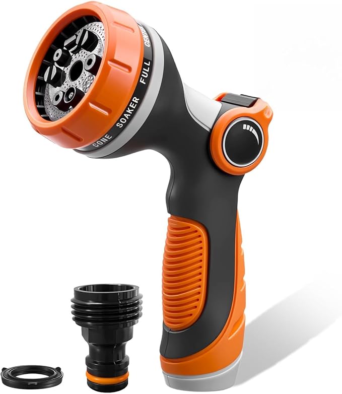 Garden Hose Nozzles,Hose Spray Nozzle with Adjustable 10 Watering Patterns | Slip Resistant High Pressure Thumb Control Water Hose Nozzle Sprayer for Plants & Lawns Watering Car Washing and Pet Bathing