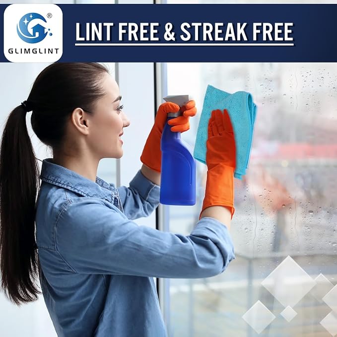 GLIMGLINT Microfiber Cleaning Cloth,150PK Reusable Cleaning Rags,Highly Absorbent Shop Rags Bulk,All-Purpose Car Cleaning Towels for TV Screen, Kitchen, Restaurant, Garage, 14"X12", Multicolor