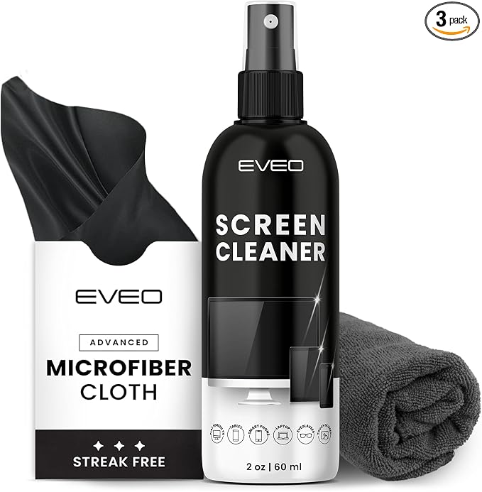 Screen Cleaner Spray and Wipe - TV screen cleaner spray and 2 Microfiber cloths, Computer Screen Cleaner, TV screen cleaner for Smart TV & Monitor, Laptop, MacBook, iPad and Electronic Devices - (2oz)