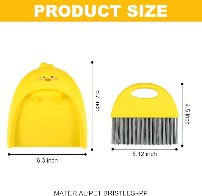 Small Broom and Dustpan Set,1pc Dust Pan and Brush Set,SUP Cute Little Yellow Duck Hand Mini Broom and Dustpan Set,Small dust pan Mini for Tabletop Debris,Keyboards&Clean Pet Cages (Duck)