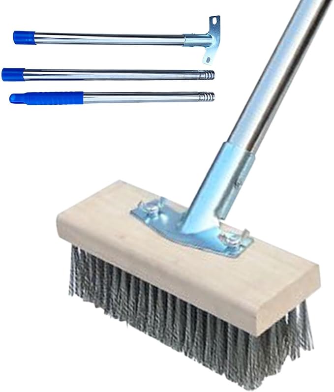 Concrete Scrubber Patio Scrubber Moss Algae Plant Stain Remover | Deck Scrub Brush Long Handle Outside Moss Remover Outdoor Scrubbing Tool Garage Cleaner for Patio Deck Garden Shower Wall