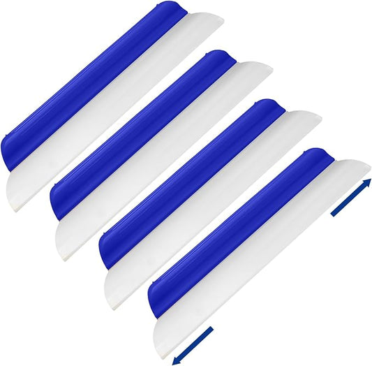 4 Pack 14 Inch Car Drying Squeegee Blue Longer Silicone Water Squeegee Window Shower Blade Automotive Flexible Auto T-bar Rubber Squeegees for Car Windshield Glass Bathroom Wash Tool