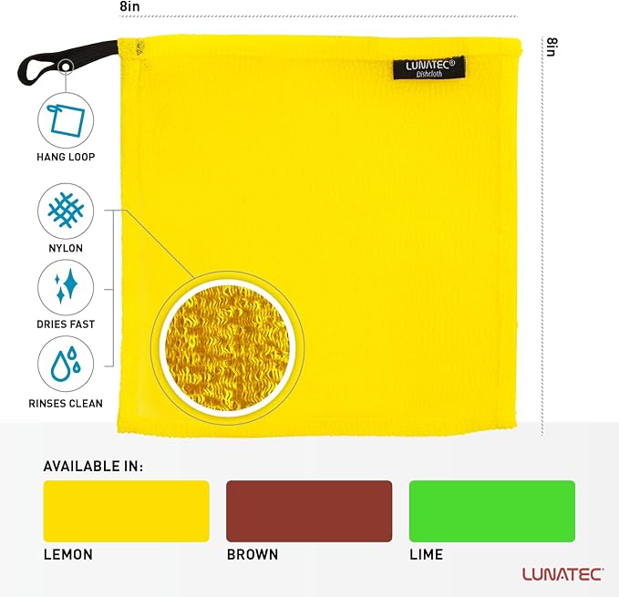 Lunatec Odor-Free Kitchen Dishcloths. A Scrubber and scouring pad for All Surfaces. (4-Pack)