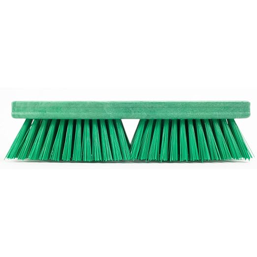 SPARTA Plastic Floor Scrub Brush, Brush Head Only, Deck Brush with ACME Standard Thread Fitting for Deck, Industrial Kitchens, and Hospitals, 10 Inches, Green, (Pack of 6)