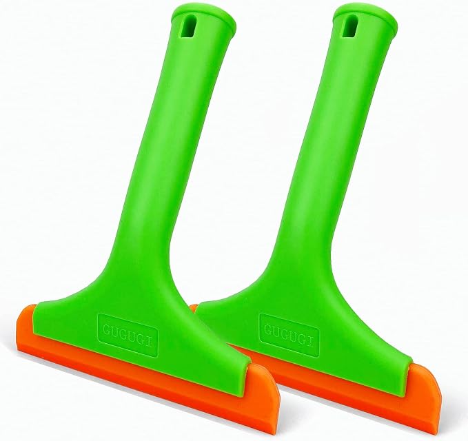 Super Flexible Silicone Squeegee, Auto Water Blade, Water Wiper, Shower Squeegee, 5.9'' Blade and 7.5'' Long Handle, for Car Windshield, Window, Mirror, Glass Door