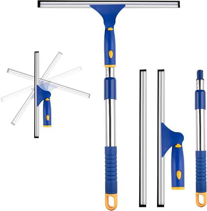 ITTAR 14 inch Rotatable Shower Squeegee for Glass Doors, Multi-Purpose Window Squeegee with Refill Rubber Blade, Bathroom Cleaner Tool for Shower Door Window Mirror Wall Car Windshield