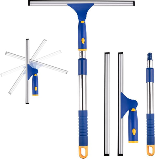 ITTAR 14 inch Rotatable Shower Squeegee for Glass Doors, Multi-Purpose Window Squeegee with Refill Rubber Blade, Bathroom Cleaner Tool for Shower Door Window Mirror Wall Car Windshield