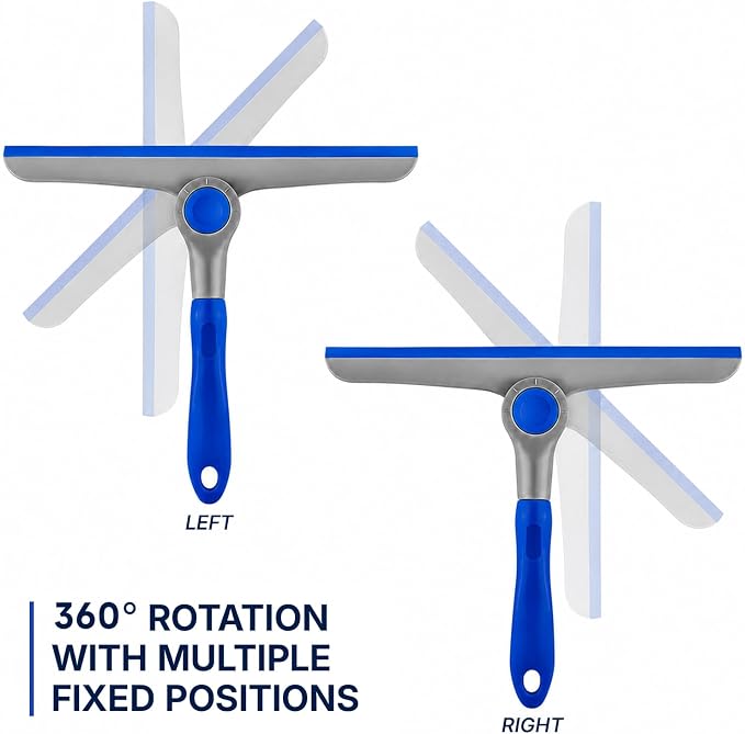 DSV Standard 10" Heavy Duty Blue, Grey Window Cleaning Squeegee, Handheld Squeegee for Glass Doors, Windows, Car Windshields & More