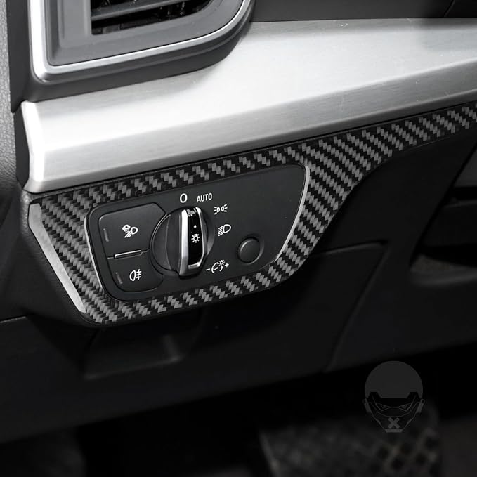 Real Carbon Fiber Trim for Audi 80A Q5 Accessories | for SQ5 2018-2025 Dash Headlight Switch Panel Frame Cover Sticker Interior Thick Overlay Decal
