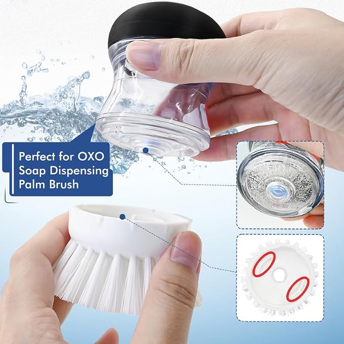 Palm Brush Refills for OXO Soap Dispensing Dish Brush - 8 Pack Cleaning Replacement Brush Head for OXO Palm Brush