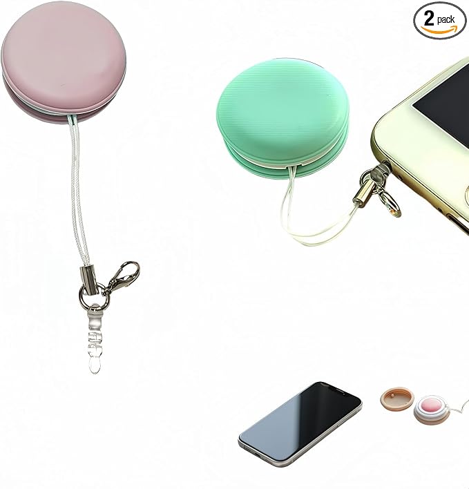 【2 Pack】 Phone Screen Cleaner Dust Plug, Portable Keychain Screen Cleaner for Glasses, Phone, Tablet, Lens - Reusable, Washable, Cute Design with Wrist Strap (Pink/Green) (Pink+Green)