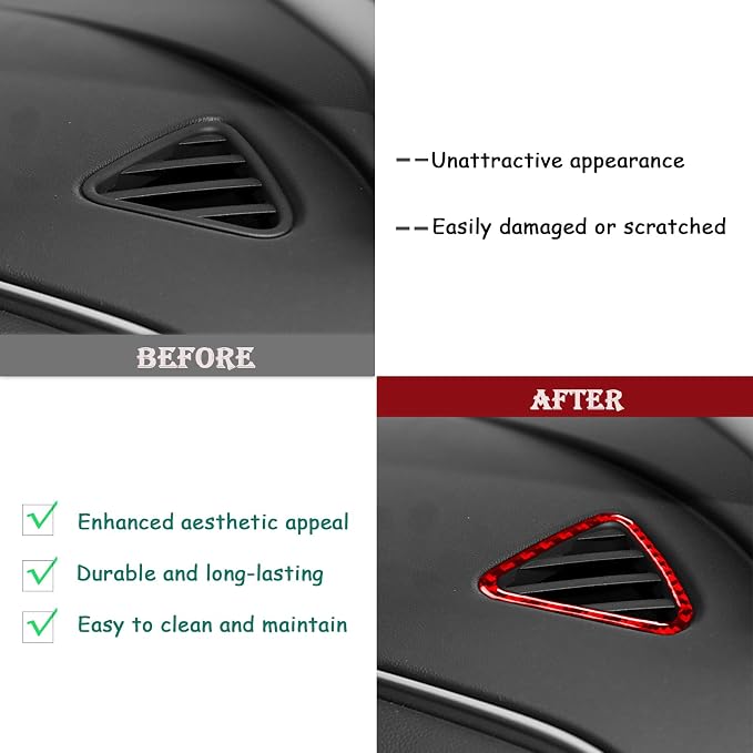 Real Carbon Fiber Trim for Chevy Malibu 9th Gen Accessories | for 2016-2024 Dashboard Air Outlet Wind Vent Frame Sticker Interior Thick Overlay Decal