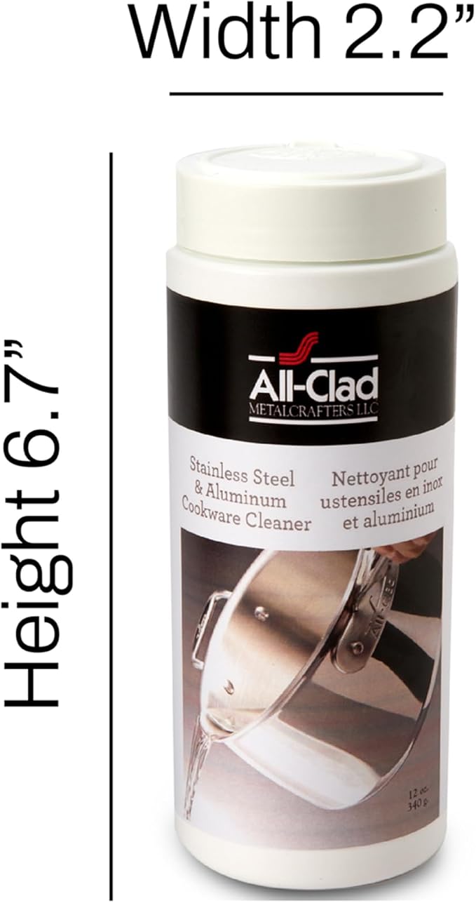 All-Clad Specialty Powder Stainless Steel Cleaner and Polish 12 Ounce Pots and Pans, Cookware White (Pack of 6)