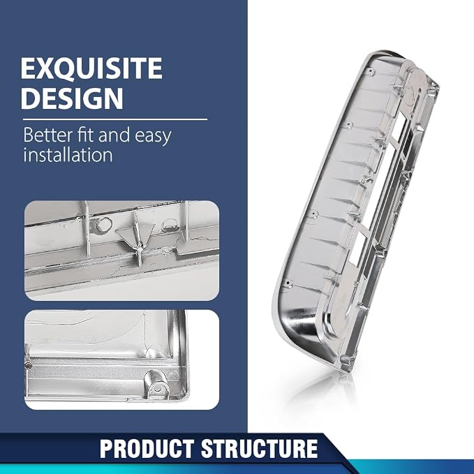 PIT66 Dash Bezel Cover Fit Ford F100 F350 1967-1972 Chrome Silver & Black | Dash Bezel Dashboard Cover Compatible with Ford F100 F350 Truck 1967-1972 Chrome Silver & Black Instrument Panel