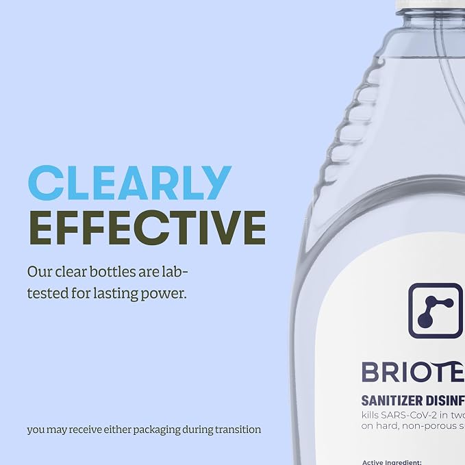 BRIOTECH Sanitizer Disinfectant Hypochlorous Spray, Kill 99.99% of Viruses & Bacteria, Control Mold, Eliminate Odor, Gentle for Nurseries, Food Contact Surface Sanitizer, 2 fl oz Travel Size