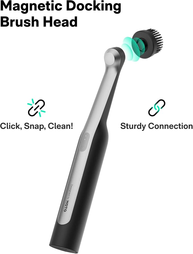 HOTO Wand™ Cordless Spin Scrubber, Electric Grout Cleaning Brush, IPX7 Full Body Waterproof Bathroom Scrubber, 12 Brush Heads Power Scrubber for Grout, Tiles, Corners, Crevices
