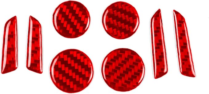 Red Real Carbon Fiber Trim for Tesla Accessories | for Model 3 2017-2022 / Model Y 2020-2024 Seat Adjustment Buttons Panel Sticker Interior Thick Overlay Decal