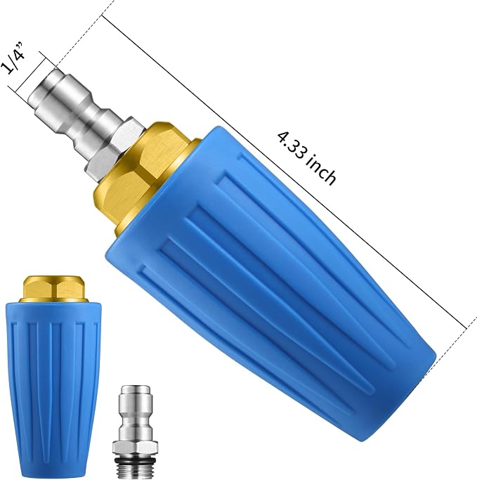 4000 PSI Blue Turbo Nozzle Pressure Washer with 7 Tips | 1/4 inch quick connect tips with 0, 15, 25, 40 and 65 degree, rinse and soap nozzles for car, concrete, driveways and brick.