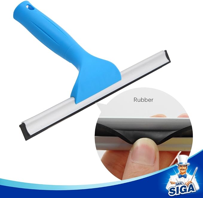 MR.SIGA Professional Window Squeegee & Microfiber Window Scrubber, 10 inch | 2 in 1 squeegee window cleaner tool