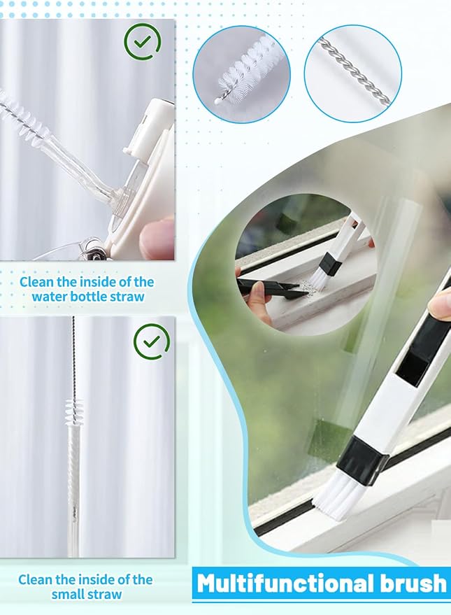 20Pcs Crevice Cleaning Brush Set, Hard Bristle Scrub Brushes for Gaps | Deep Cleaning Window Groove, Cleaning Brush for Sliding Door, Sill, Tile Lines, Shutter, Corner, Sink, Teapot, Bottle