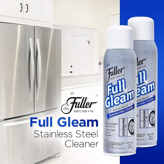 Fuller Brush Full Gleam Stainless Steel Cleaner – 15 oz Spray for Appliances, Chrome, Aluminum & Sinks – Cleans, Polishes & Protects Metal Surfaces (Pack of 1)