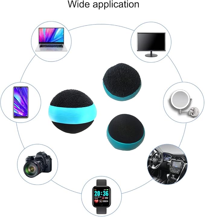 3 Pack Dual Action Touch Screen Glass Cleaner Cleaning Ball for iPad/Tablet/Smart Phone/Laptop/Computer/TV/Monitor Blue