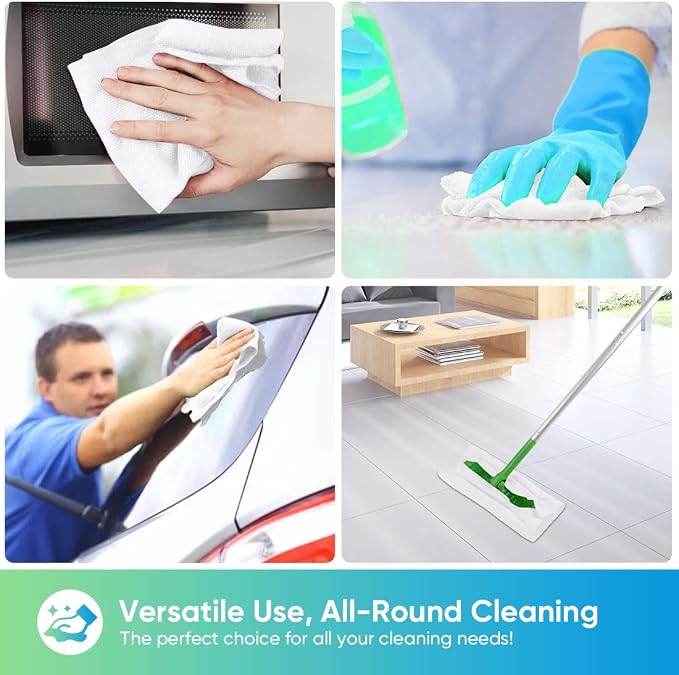 HOMEXCEL White Microfiber Cleaning Cloths, 10 Pack Microfiber Towels for Cars, Lint & Scratch-Free Cleaning Rags for House, Kitchen and Car 11.5 x 11.5 inch