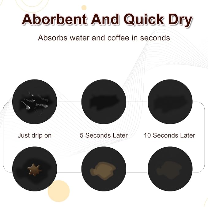 Dish Drying Mat for Kitchen, 16’’ X 18’’ Coffee Bar Mats for Countertop Fit Under Coffee Maker, Hide Stain Rubber Backed Espresso Machine Absorbent Drying Pad, Black