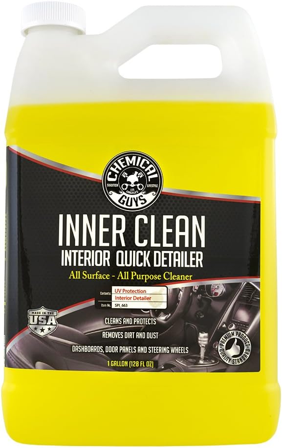 Chemical Guys SPI_663 InnerClean Interior Quick Detailer and Protectant, 1 Gal | Spray-and-wipe detailer cleans and refreshes dashboards, door panels, seats and trim, leaving a non-greasy finish
