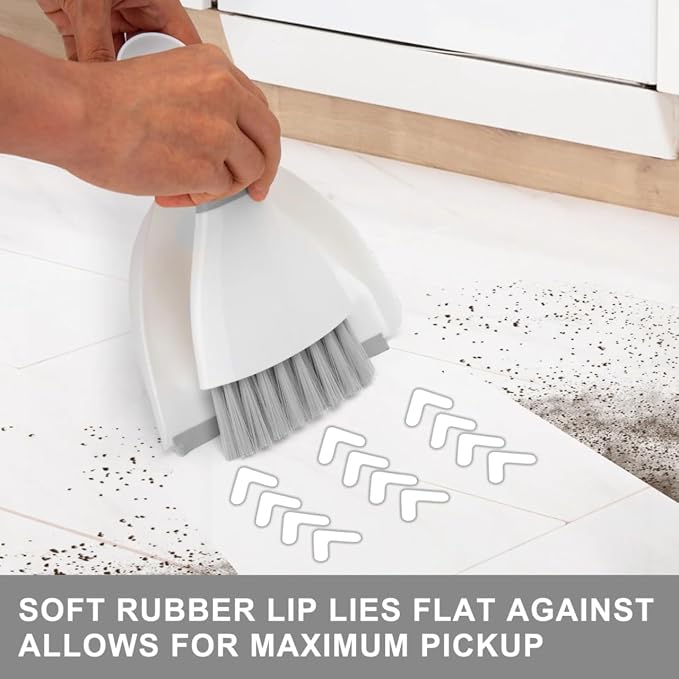 Small Hand Dust Pan and Brush - Small Broom and Dustpan Set, Mini Broom and Dustpan, Compact Dustpans and Brush for Home Cleaning, Sofa, Desk, Guinea Pig Cage, Cat Litter, etc. (Gray 3 Set)