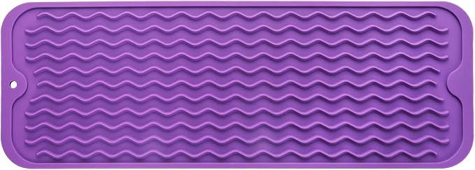 MicoYang Silicone Dish Drying Mat for Multiple Usage,Easy clean,Eco-friendly,Heat-resistant Silicone Mat for Kitchen Counter,Sink,Bar,Bottle,or Cup Purple M 17 inches x 6 inches