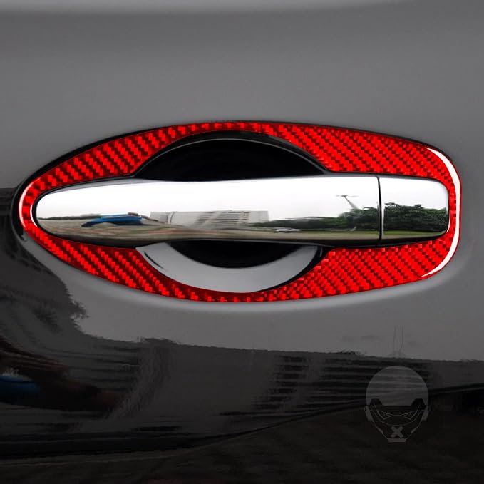 Red Real Carbon Fiber Trim for Nissan Rogue Accessories | for 2014-2020 / Rogue Sport 2017-2022 Door Pull Handle Sticker Exterior Thick Overlay Decal