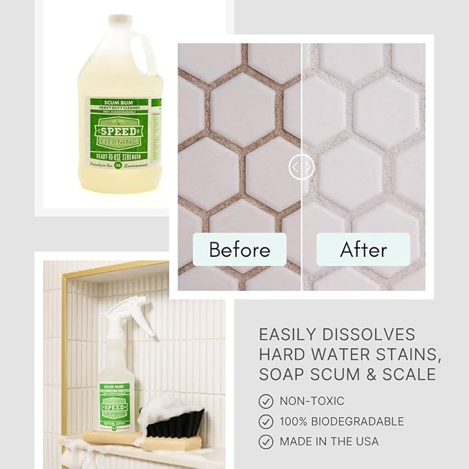 Speed Cleaning Scum Bum Hard Water Remover, Bathroom & Tile Cleaner, Non-Toxic, Biodegradable, Commercial Strength, 16 oz Ready to Use | Cleaning Supplies, Toilet Bowl Cleaners, Shower & Tub Cleaner, Tile Cleaner, Biodegradable, Commercial Strength - 1...