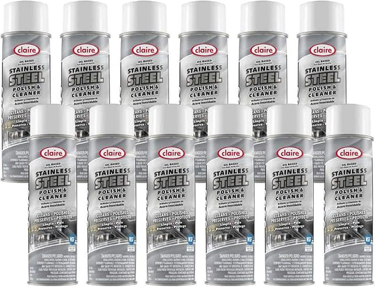 Claire CL841-12pk Oil Based Stainless Steel Polish & Cleaner, 15 Oz. Net Wt, 12 Count