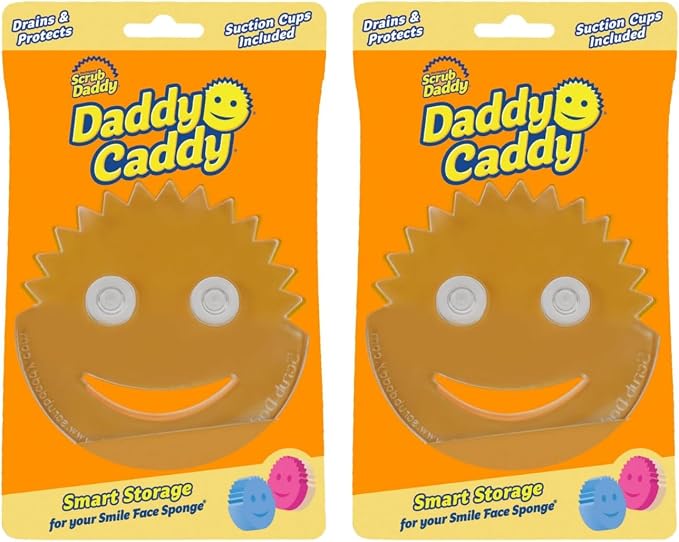 Scrub Daddy Holder for Sink Caddy Dish Sponge & Cleaning Organiser, Quick Dry Kitchen Accessory, Bathroom Organiser, Washing Accessories, Under Sink Sponge Holder 2 Pack