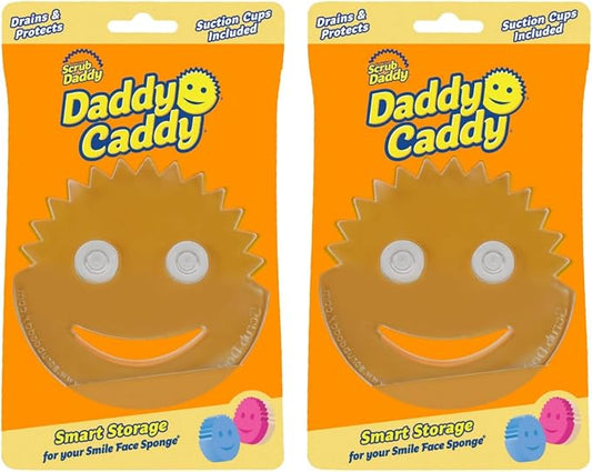 Scrub Daddy Holder for Sink Caddy Dish Sponge & Cleaning Organiser, Quick Dry Kitchen Accessory, Bathroom Organiser, Washing Accessories, Under Sink Sponge Holder 2 Pack