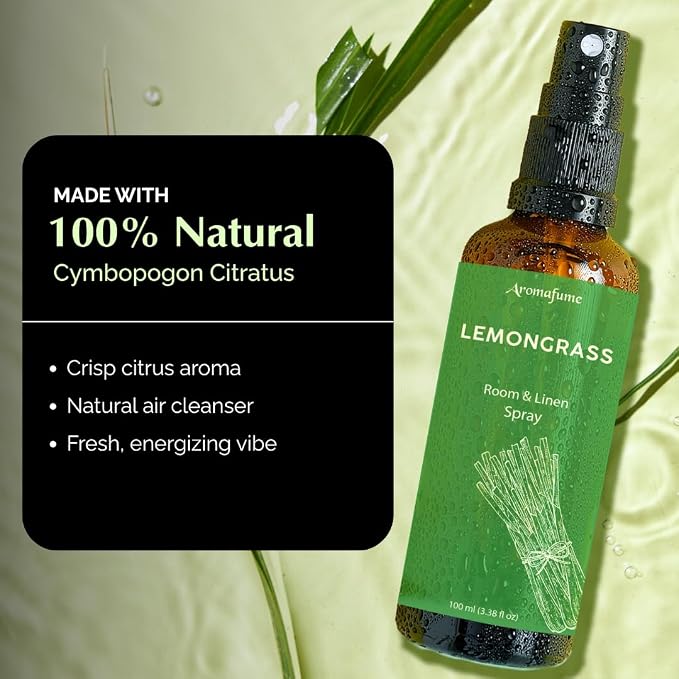 Lemon Air Freshener Spray for Room, Linen & Pillow 100ml by Aromafume | Made with Pure Lemon Essential Oil | Aromatherapy Spray to Revive & Uplift | Mist for Bedding, Fabrics