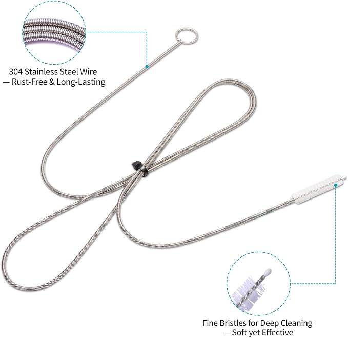 Upgrade 2 Packs Extra Long Drain Cleaners Brush, 64 Inches Flexible Sunroof Drain Cleaning Brush Tool, Premium Tube Cleaner for Dishwasher Drain Hose, Bathroom