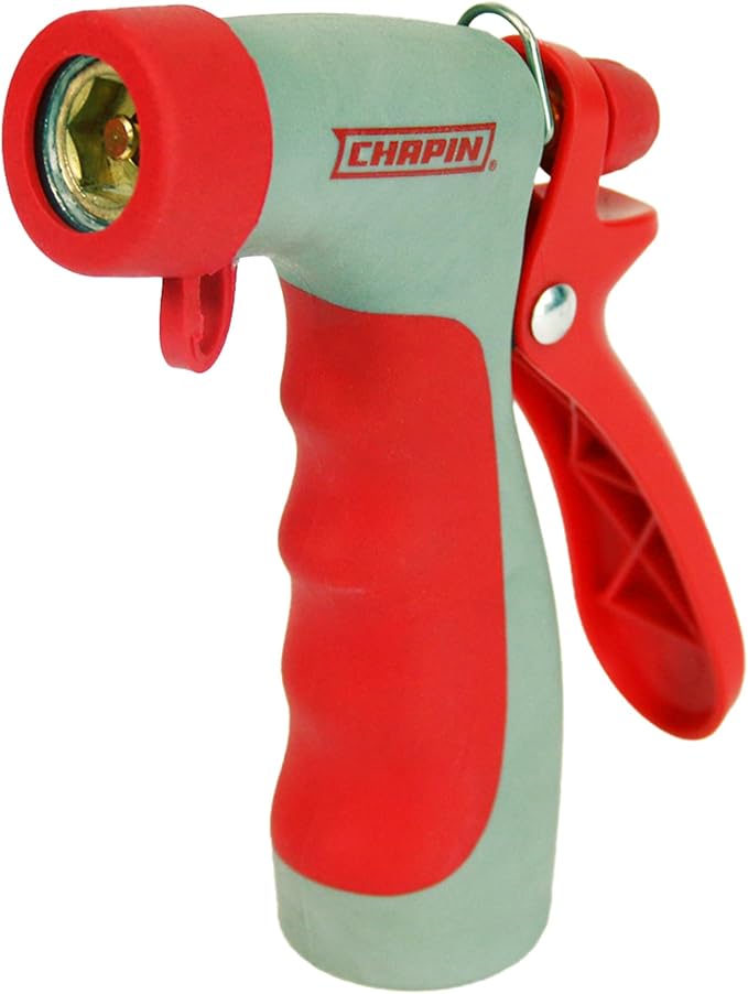 Chapin USA 4693: High Temp, Hot Water Pistol Grip Spray Nozzle with Threaded Connection, Stream Spray for Cleaning, Washing Cars, Watering and Outdoor Jobs, Red/Black