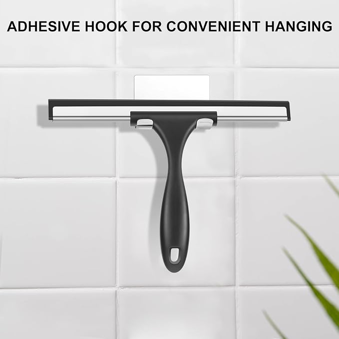 SetSail Squeegee for Shower Glass Door, 10 Inches, Black Grey | Stainless Steel Squeegee for Shower Glass Door, All-Purpose Window Squeegee for Shower Mirror Bathroom Car Window Cleaning