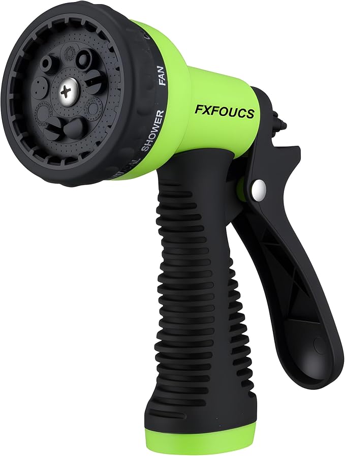 Garden Hose Nozzle Sprayer - 9 Spray Patterns, On Off Valve Heavy Duty Hose Sprayer Nozzle for Watering Plants & Lawns, Washing Cars & Pets - Outdoor Water Hose Nozzle Head Attachment