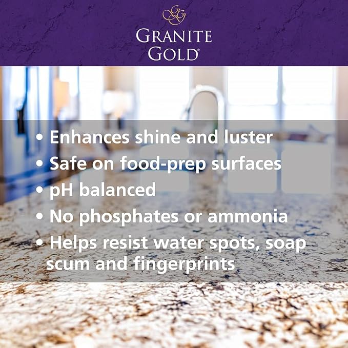 Granite Gold Polish Refill 64 oz | Enhances shine on Granite, Marble, Quartz and natural stone surfaces