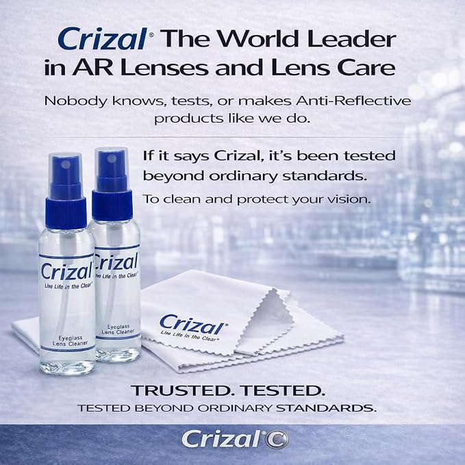 Crizal Eyeglass Cleaning Cloths –2 Pack Premium Microfiber – Designed & Tested for AR-Coated Lenses – Trusted by Optical Professionals