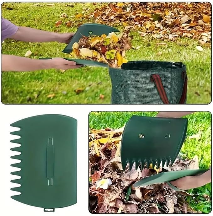 2-piece handheld leaf scraper, quick lawn removal and collection of fallen leaves from gardens and yards, handheld rake for picking up fallen leaves, grass clippings, and garbage