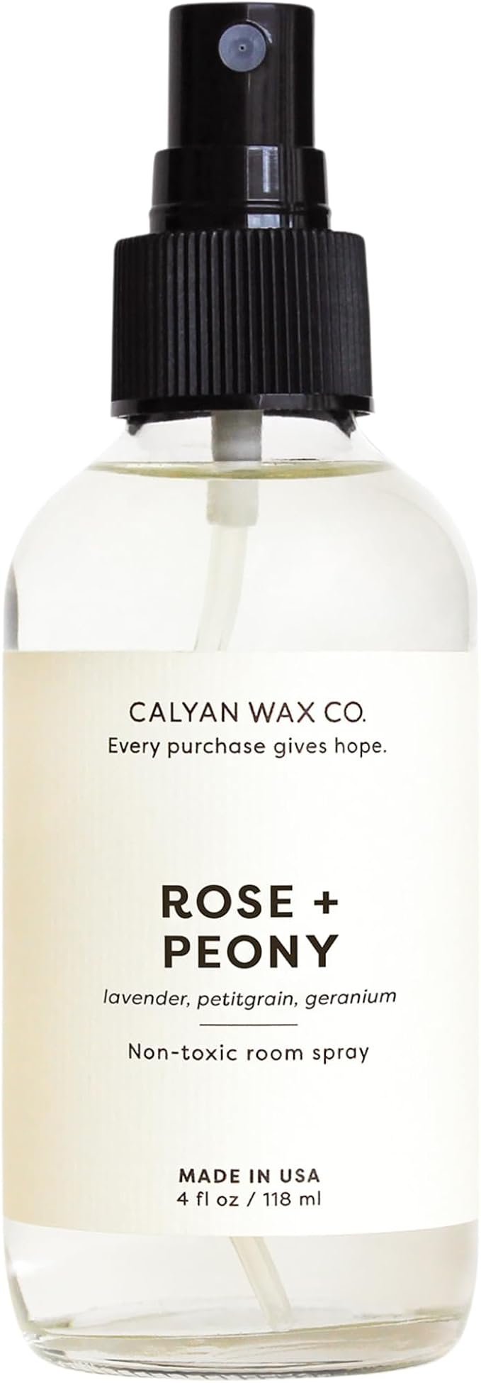 Calyan Wax Co. Rose & Peony Room Spray - Natural Room Deodorizer | Long Lasting Clean Air Freshener - Room Spray for Luxurious Home Fragrance - Bedroom, Bathroom & Car Spray - 4 fl oz