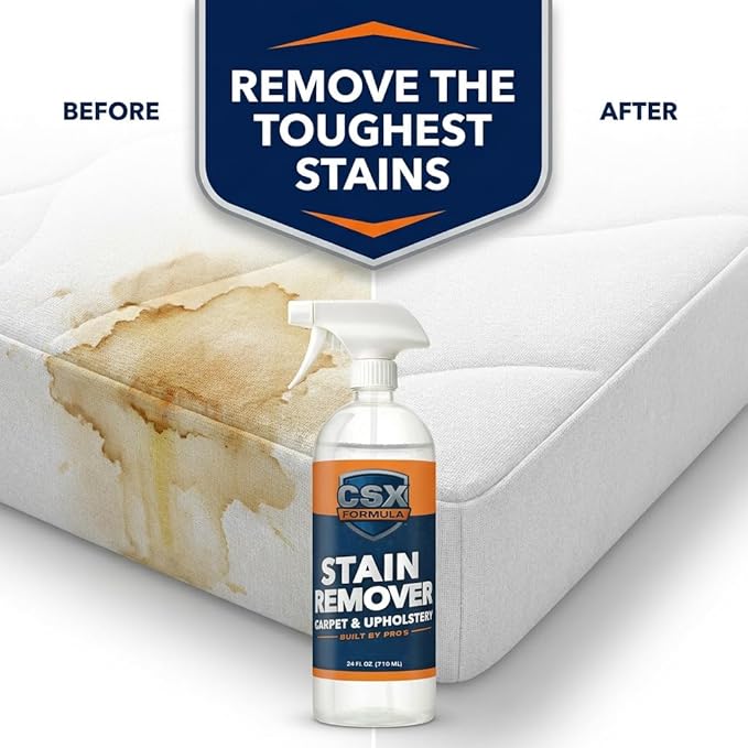 CSX Formula® Carpet Stain Remover 24oz – Most Powerful Carpet & Upholstery Cleaner, Professional Strength, Deep Clean Formula – Removes grease, wine, coffee, ink, food, and more – Made in USA